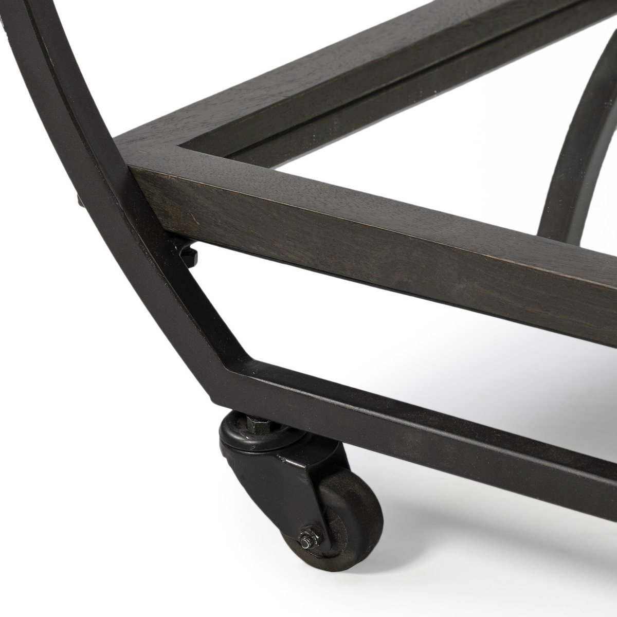 Chriselle Black Metal And Glass Two Tier Bar Cart, Bar Carts & Cabinet by Mercana, 38" length x 18.5" width x 32.5" height View 12