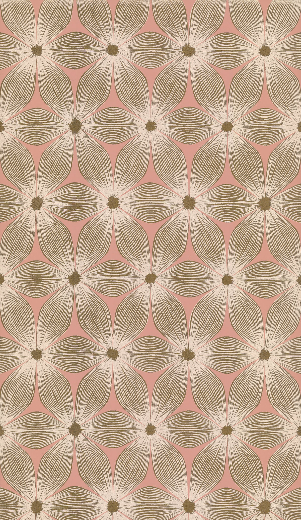 Everlasting Coral & Gold Wallpaper, by York Wall, 33' length x 1'9" width x 0.02" depth