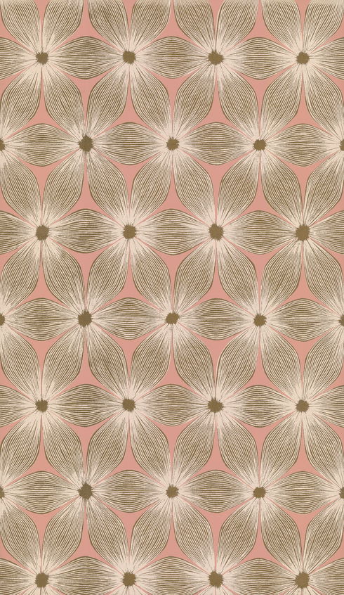 Everlasting Coral & Gold Wallpaper