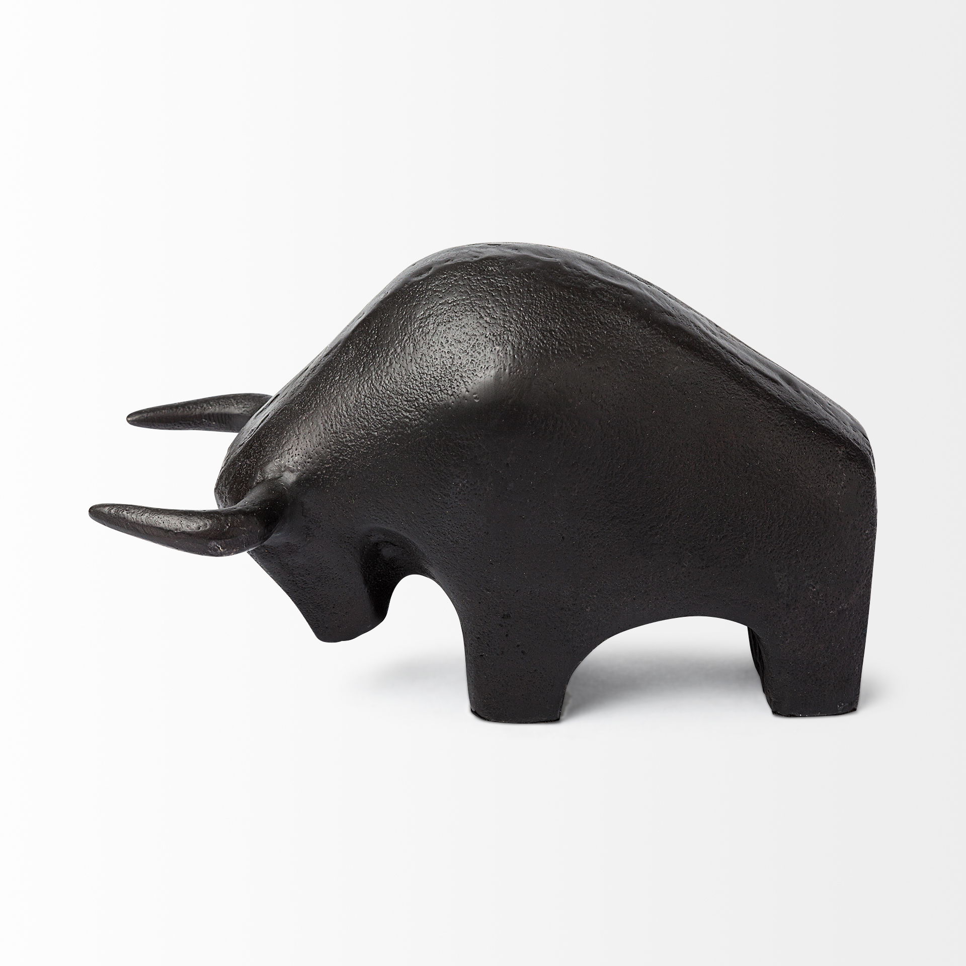 Tauro II 9L x 4W Black Cast Aluminum Raging Bull, Decorative Object by Mercana, 9" length x 4.25" width x 5" height View 4