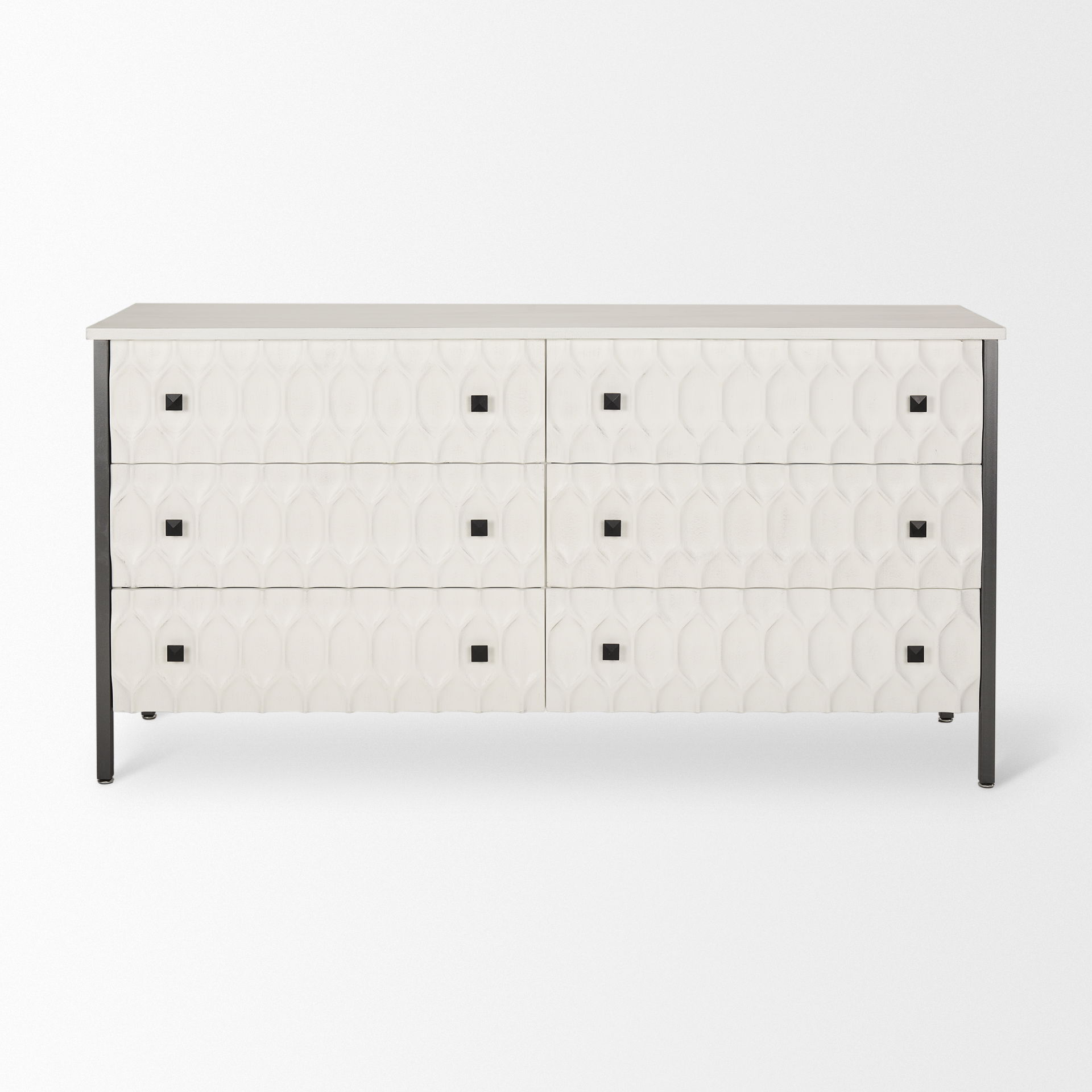 Savannah White Fir Veneer with Gray Metal 6-Drawer Sideboard large image 
