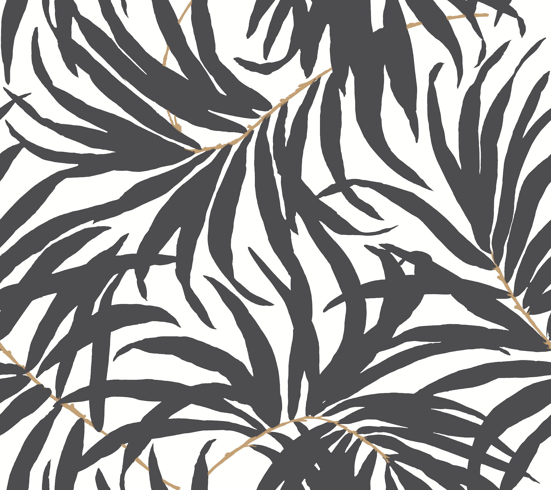 Bali Leaves Black Peel & Stick Wallpaper large image 