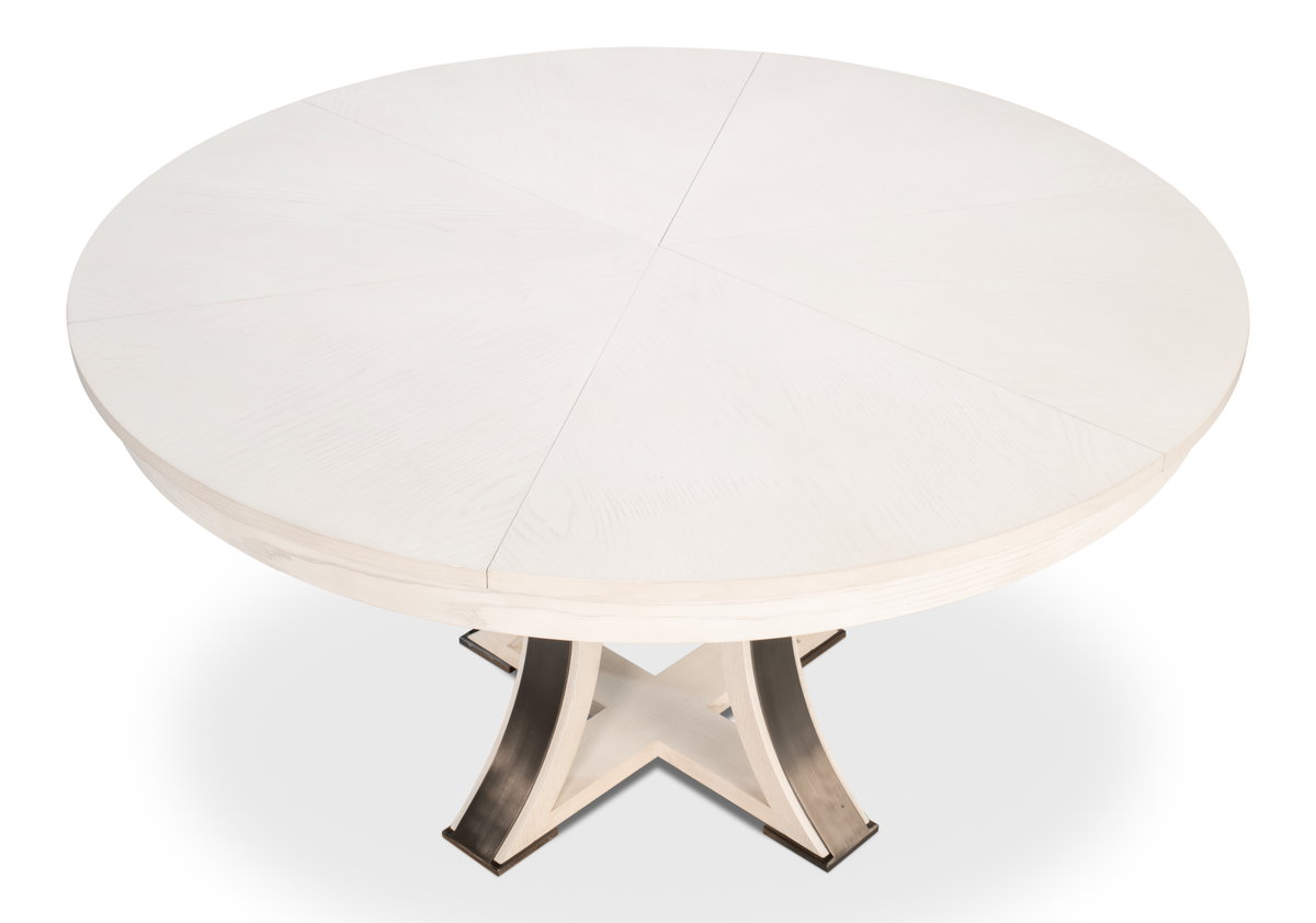 Tower Jupe Dining Table Med Working Wht, by Sarreid, 4'7" length x 4'7" width x 2'6" height View 12