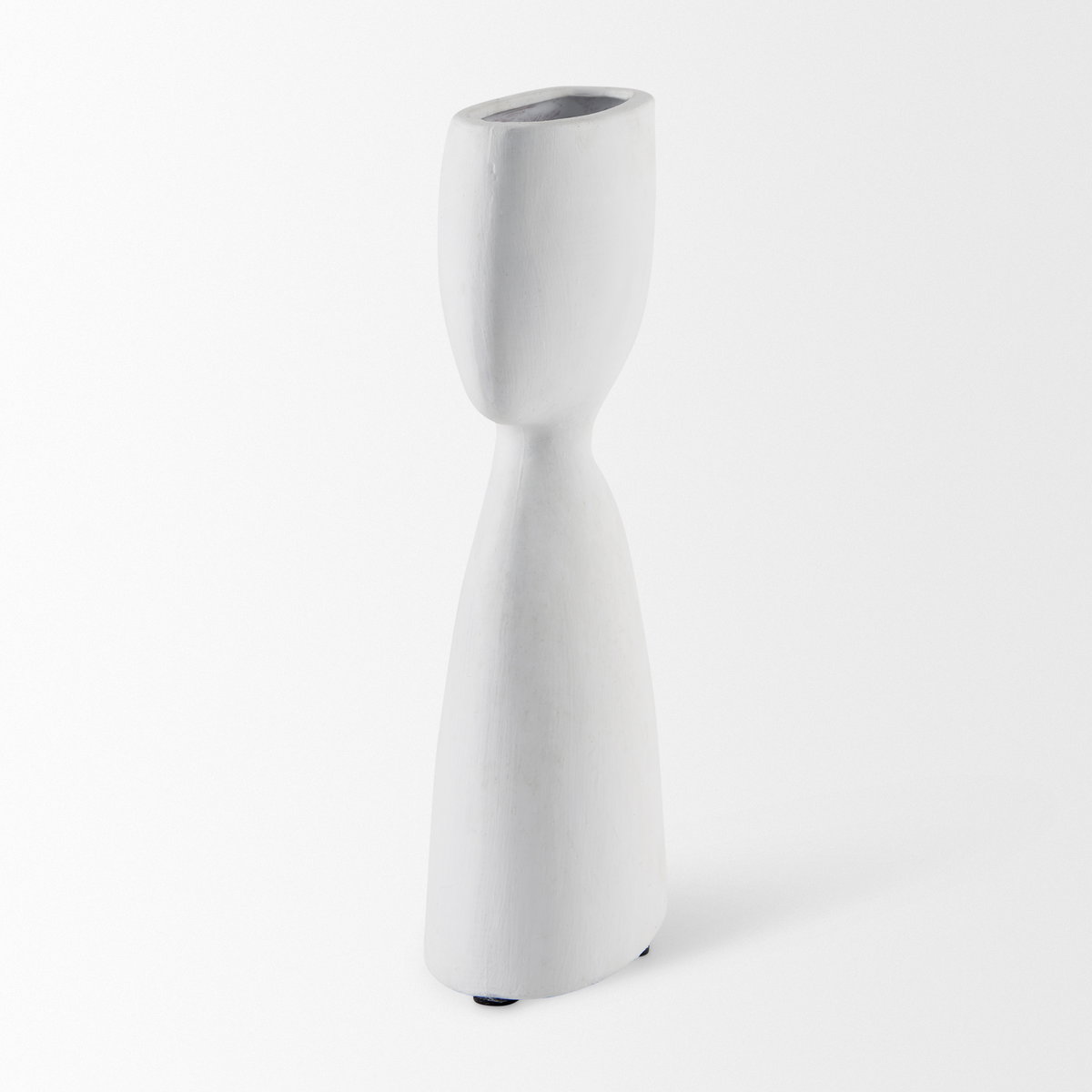 Tatum 11.6H Sculptural White Ceramic Vase, by Mercana, 5.91" length x 2.17" width x 11.61" height View 5
