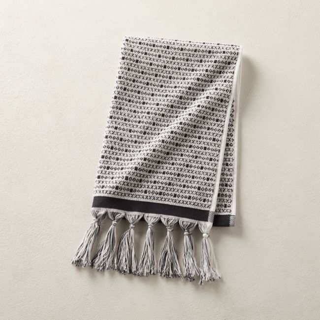 Online Designer Bathroom Piper Jacquard White/Black Bath Towel