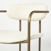 Parker Curved Back Dining Arm Chair | Cream Fabric with Gold Metal, Dining Chair by Mercana, 21.46" length x 21.06" width x 28.74" height thumbnail 11