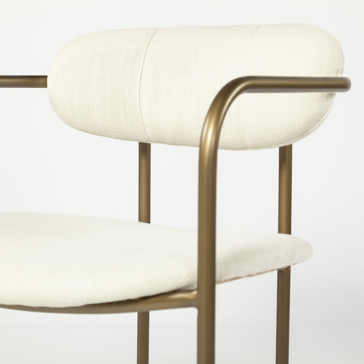 Parker I Cream Fabric Seat Gold Metal Frame Dining Chair, by Mercana, 21.46" length x 21.06" width x 28.74" height View 11