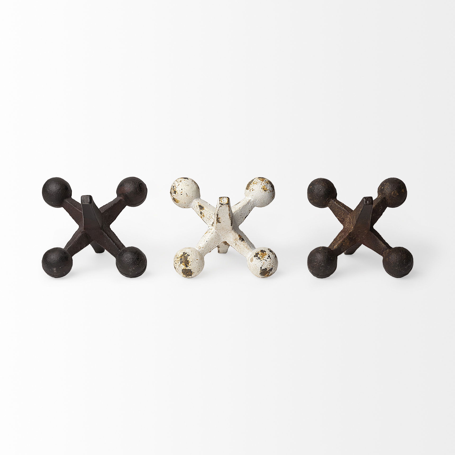 Jax Set of 3 8L x 7W Cast Iron Metal Jacks large image 