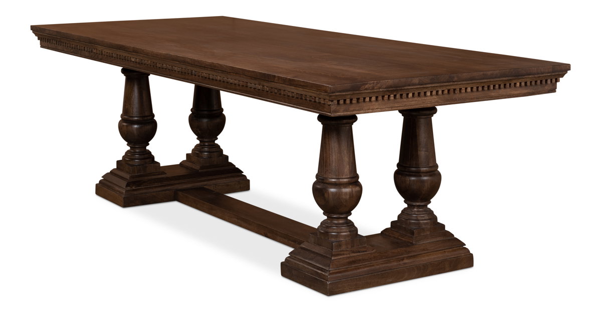 Joshua Pedestal Dining Table, by Sarreid, 3'6" length x 8' width x 2'7" height View 9