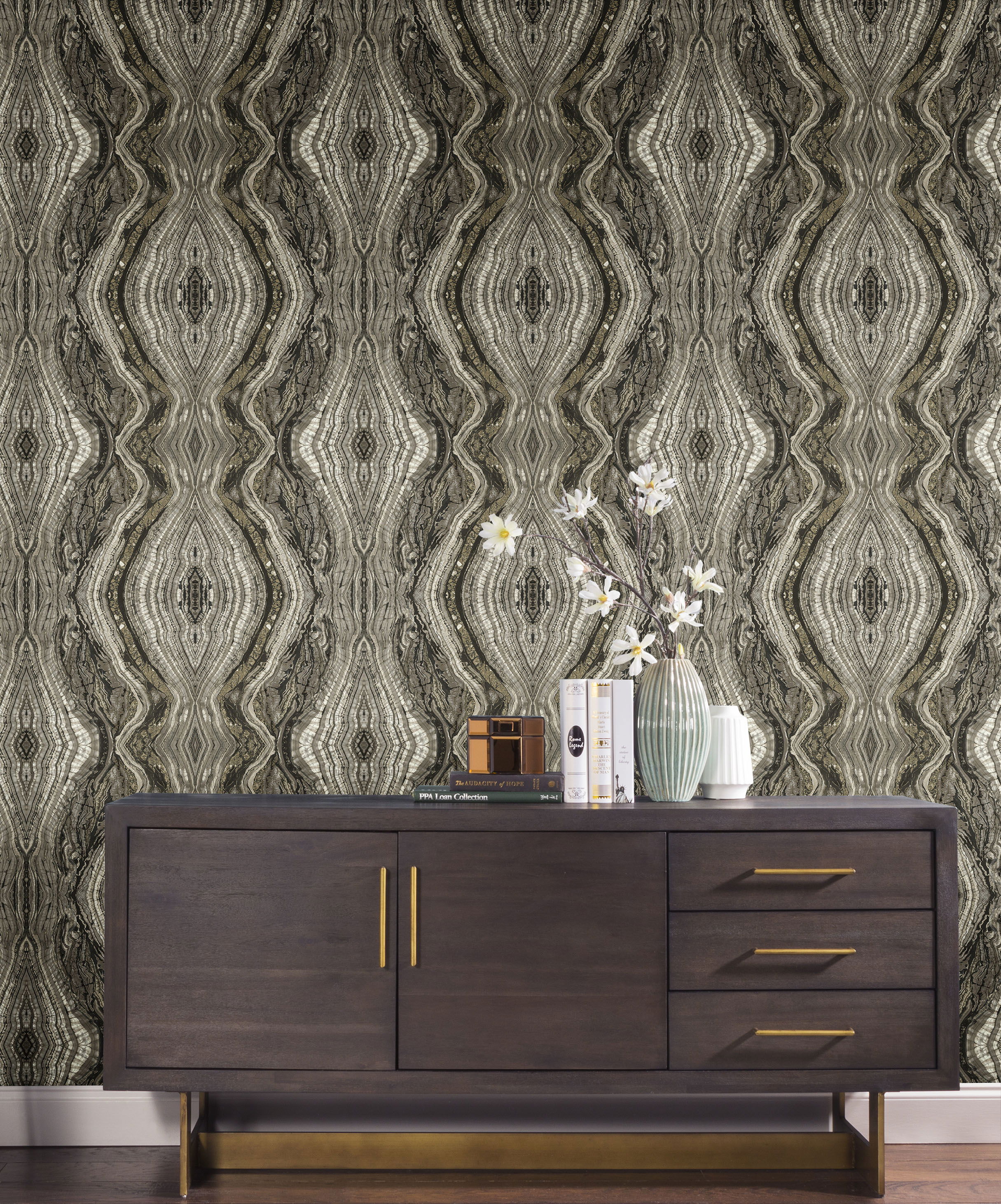 Kaleidoscope Dark Grey Peel & Stick Wallpaper, by York Wall, 20' length x 2'3" width x 0.02" depth View 2