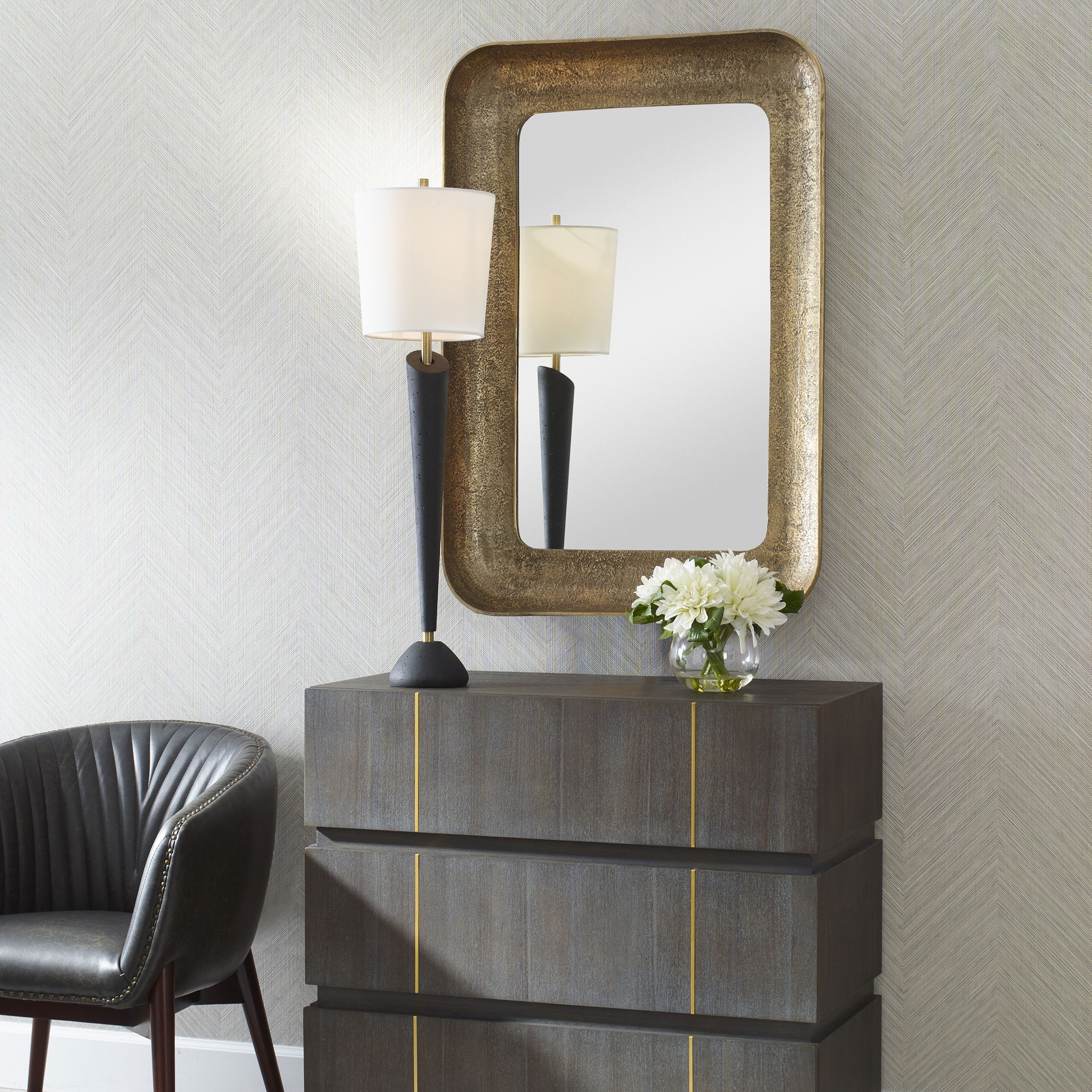 Alvaro Antique Brass Mirror large image 