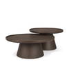 Takoda Dark Brown Wood Tapered Drum Nesting Coffee Tables, by Mercana, 36" length x 36" width x 14" height thumbnail 1