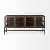Arelius 70L x 18.75W x 32H Medium Brown, Black Metal Base with 4 Glass Door Cabinets Sideboard, Sideboards & Buffet by Mercana, 70" length x 18.75" width x 32" height thumbnail 5