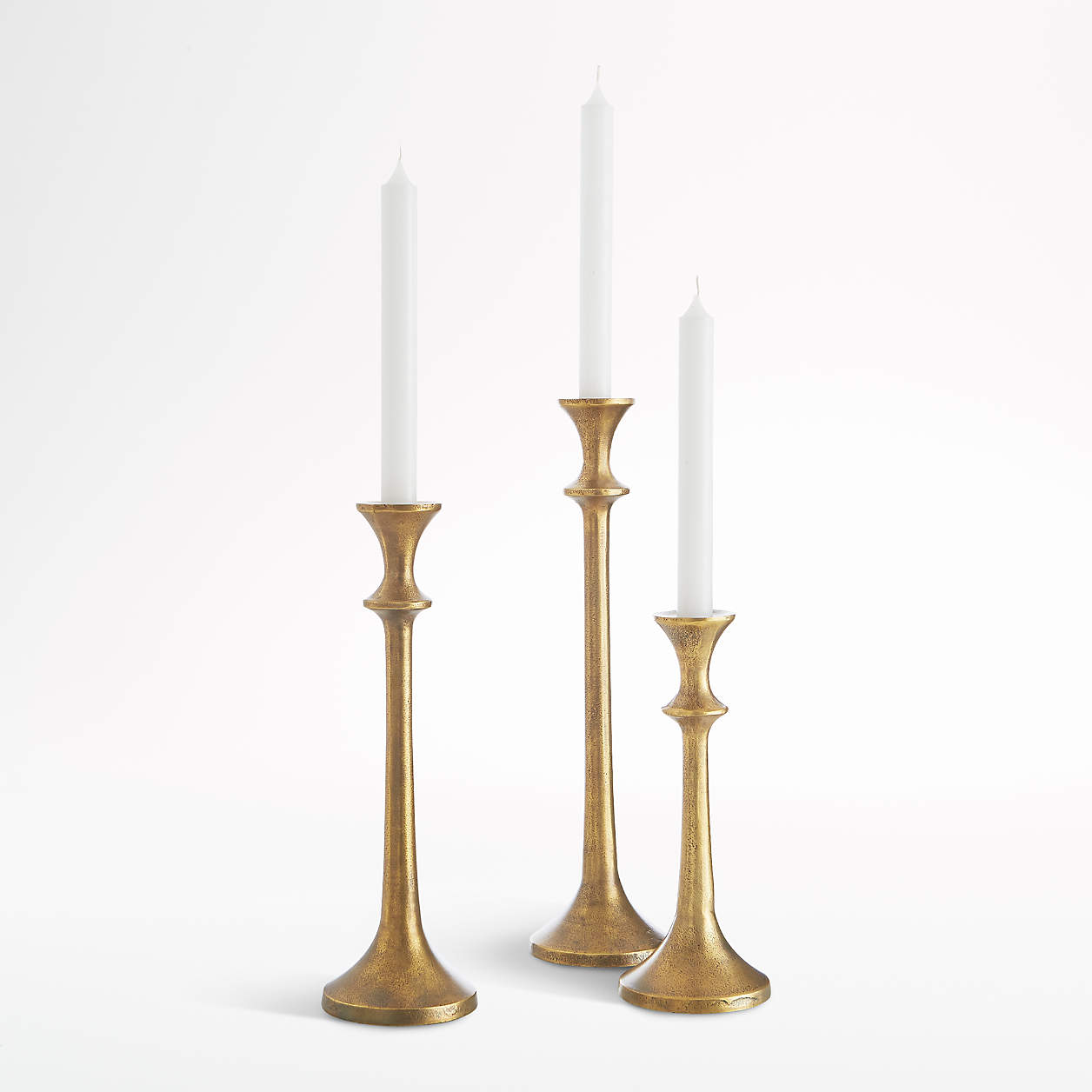 Online Designer Living Room Emmett Antique Brass Taper Candle Holders, Set of 3