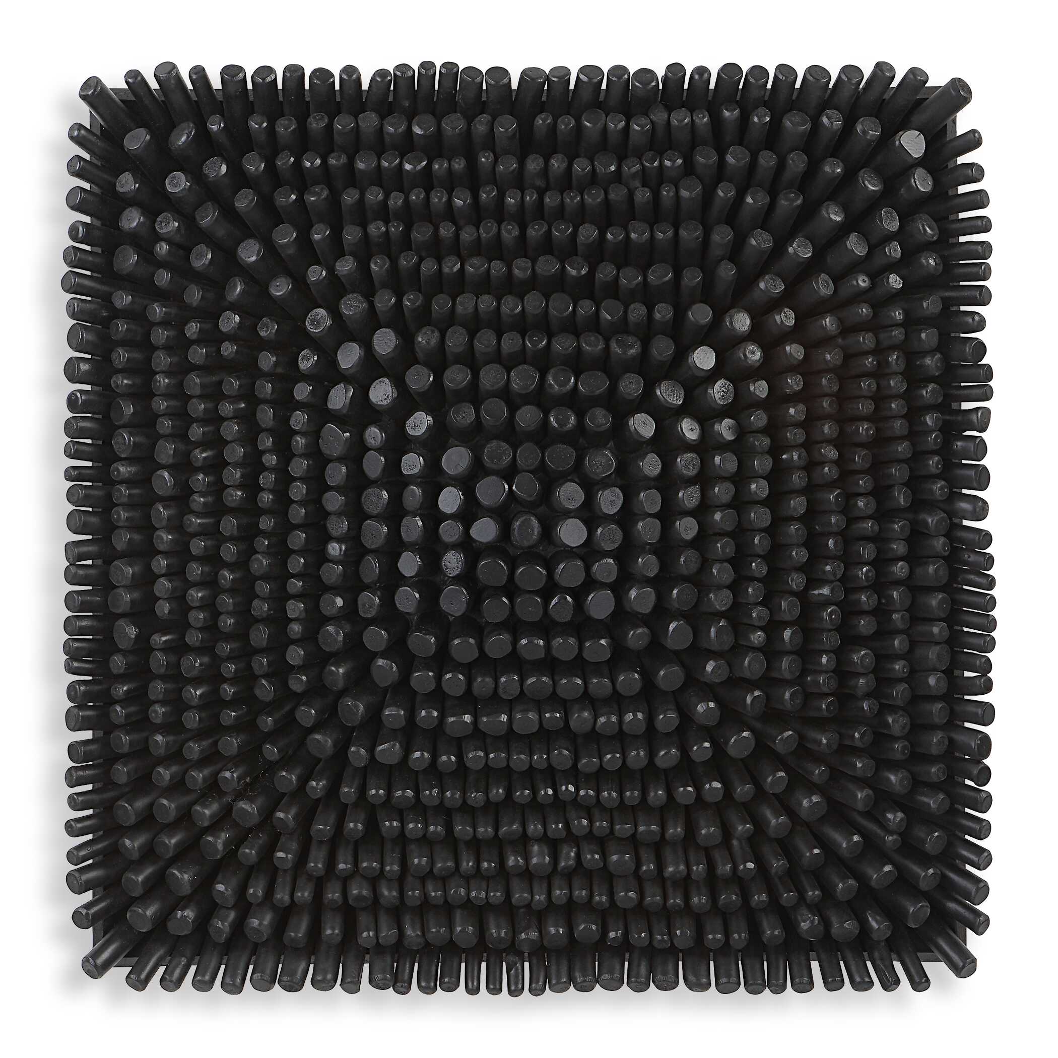 Portside Black Wood Wall Panel, Sculptural Wall Art by Uttermost, 24" width x 24" height x 3.5" depth View 1