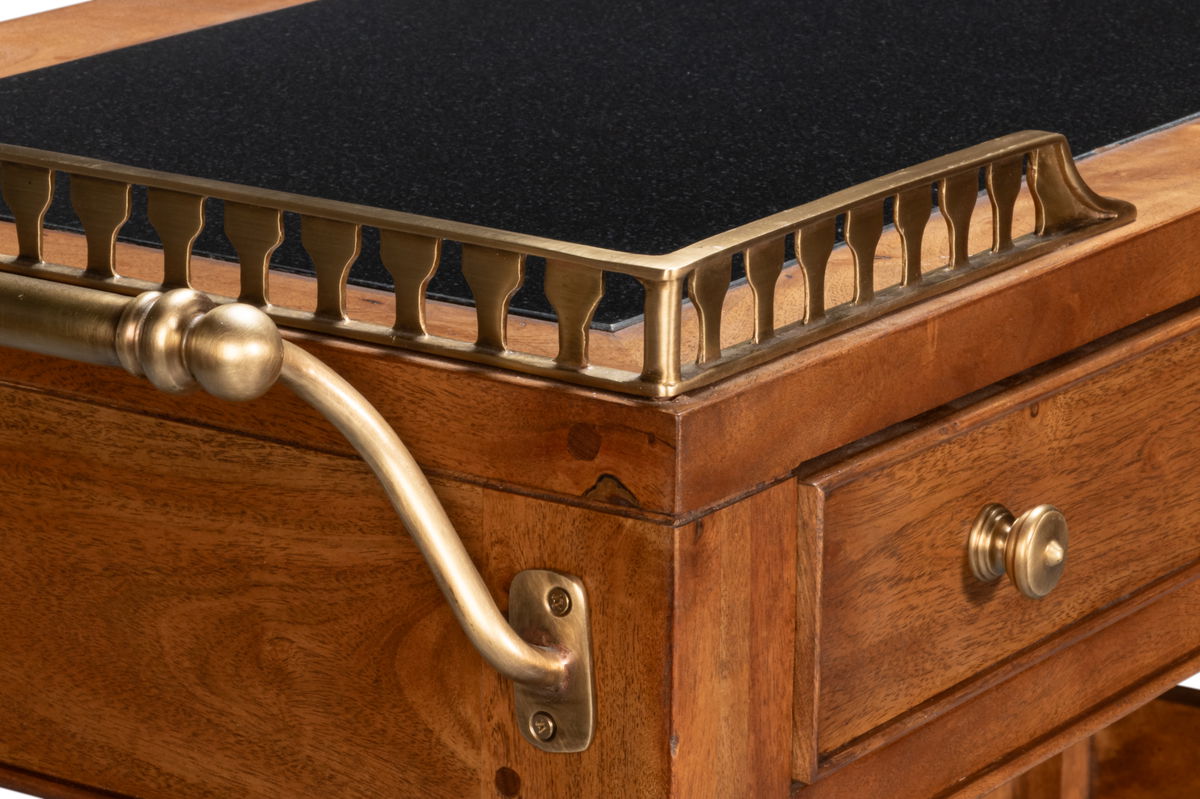 Capital Serving Cart  Fruitwood Finish, by Sarreid, 1'7" length x 4'4" width x 3'3" height View 6