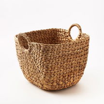 Online Designer Living Room Curved Seagrass Basket, Handle Baskets, Natural, Medium, 12"W x 13.25"D x 11.25"H