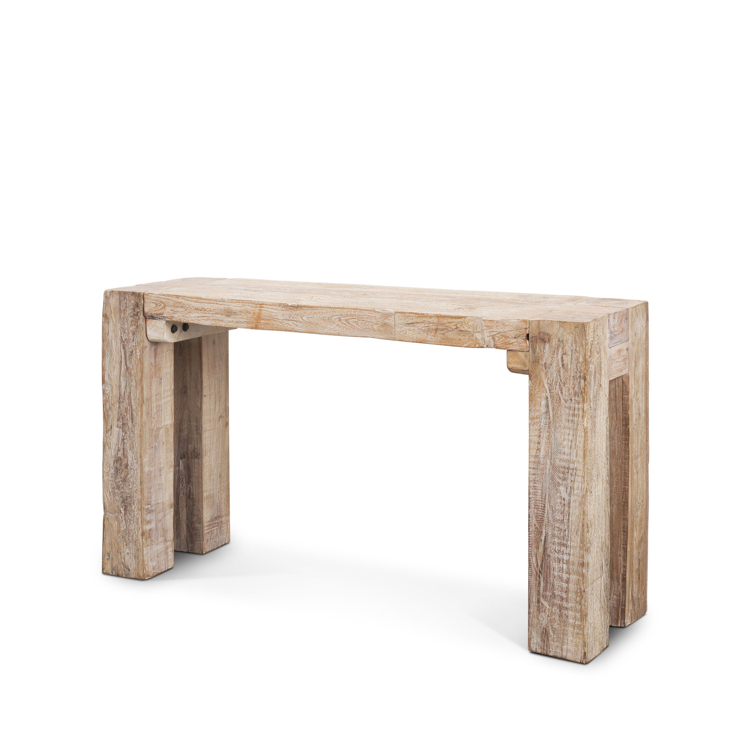 McArthur Whitewash Reclaimed Wood Console Table, by Mercana, 55" length x 16" width x 30" height View 1