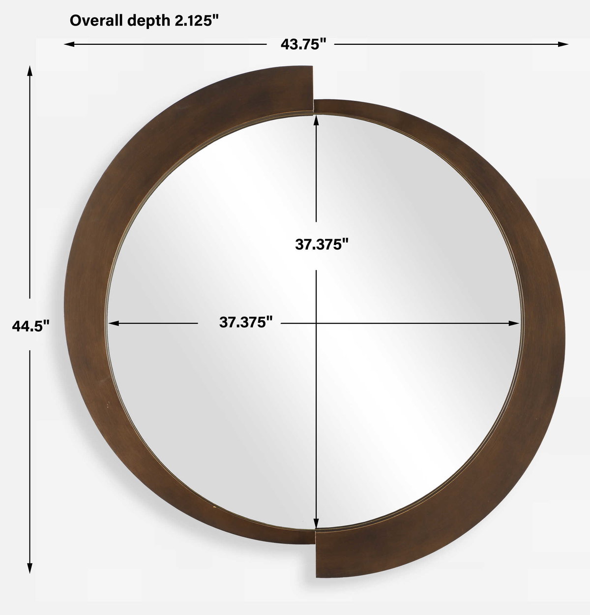 Reverse Round Mirror, by Uttermost, 43.75" width x 44.5" height x 2.12" depth View 3