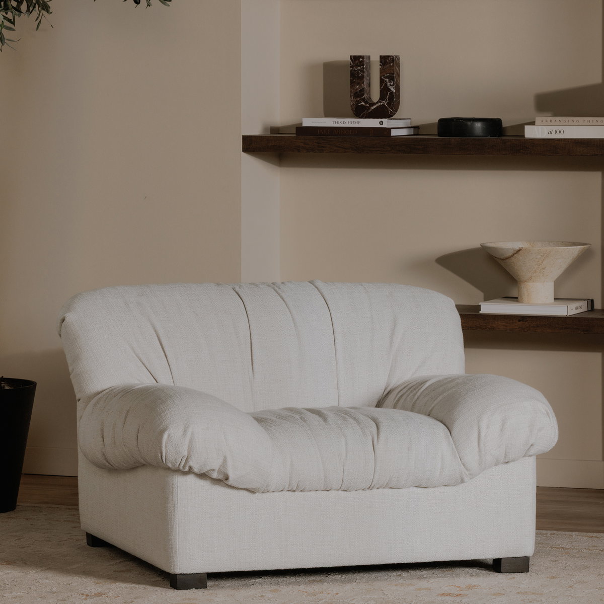 Halston Lounge Chair Flecked Oat, Accent Chair by Moe's Home, 43.3" width x 27.5" height x 39.4" depth View 7