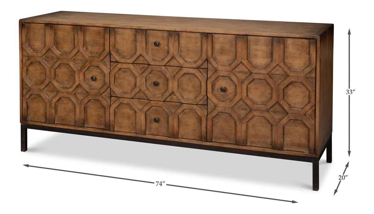 Becket Sideboard  Brown, by Sarreid, 1'8" length x 6'2" width x 2'9" height View 13