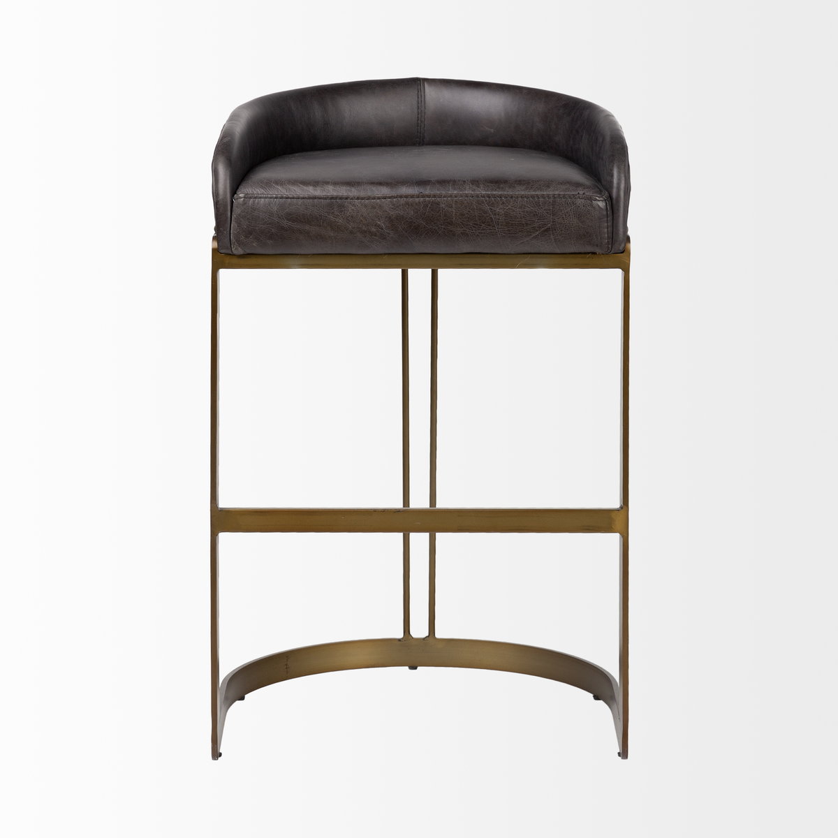 Hollyfield Backless 28.75in Seat Bar Stool | Charcoal Brown Leather, Counter & Bar Stool by Mercana, 20.5" length x 19.7" width x 32.7" height View 4