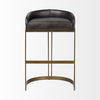 Hollyfield II Black Leather Seat Gold Metal Base Bar Stool, Counter & Bar Stool by Mercana, 20.5" length x 19.7" width x 32.7" height thumbnail 4
