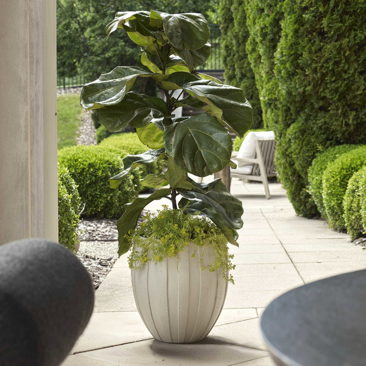 Ridgehaven Textured Outdoor Planter, by Uttermost, 16.75" width x 17.87" height x 16.75" depth View 2