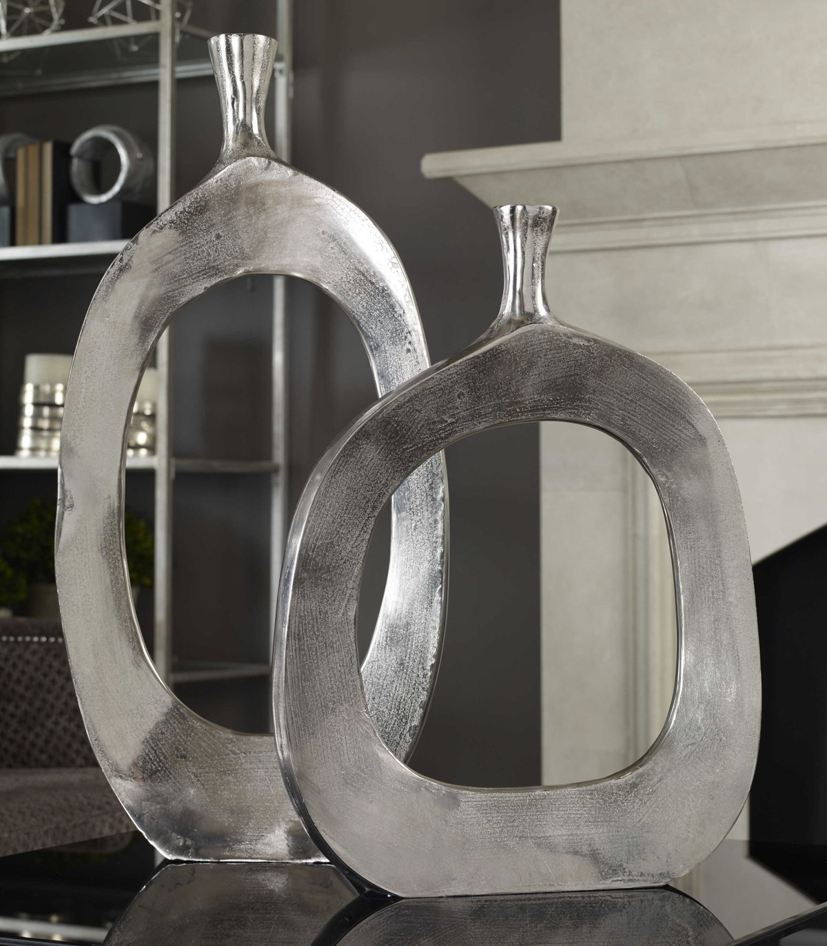 Cierra Aluminum Vases Set/2, by Uttermost, 14" width x 30" height x 4" depth View 3