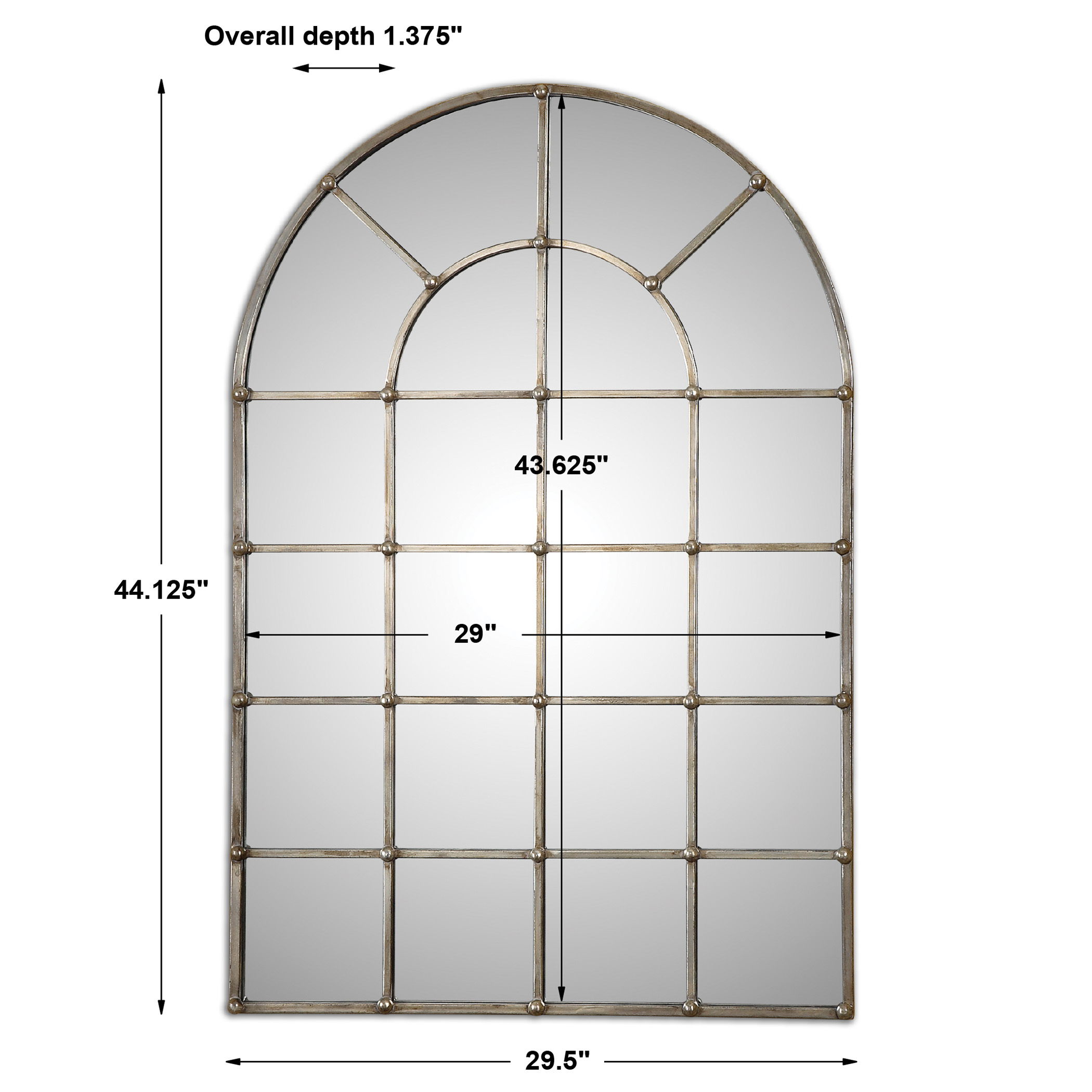 Barwell Arch Window Mirror, by Uttermost, 29.5" width x 44.12" height x 1.37" depth View 3
