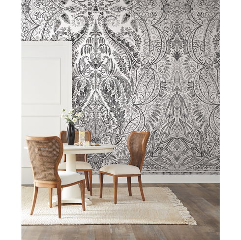Jaipur Paisley Damas Black Wall Mural