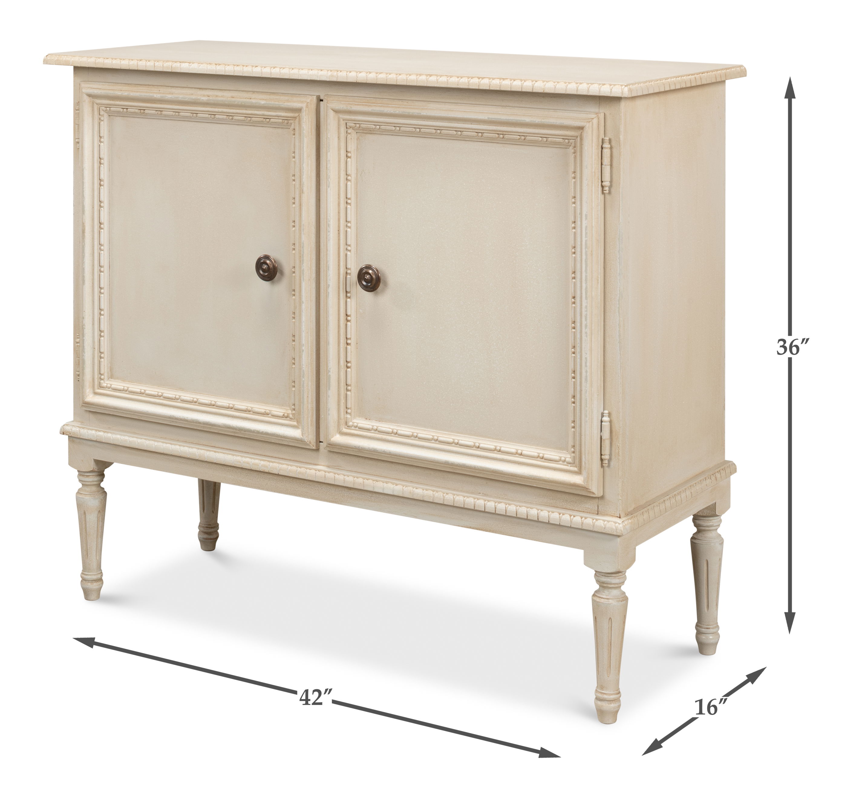 2 Door Sideboard, Bright Lime White, Cabinets & Sideboard by Sarreid, 42" length x 16" width x 36" height View 14