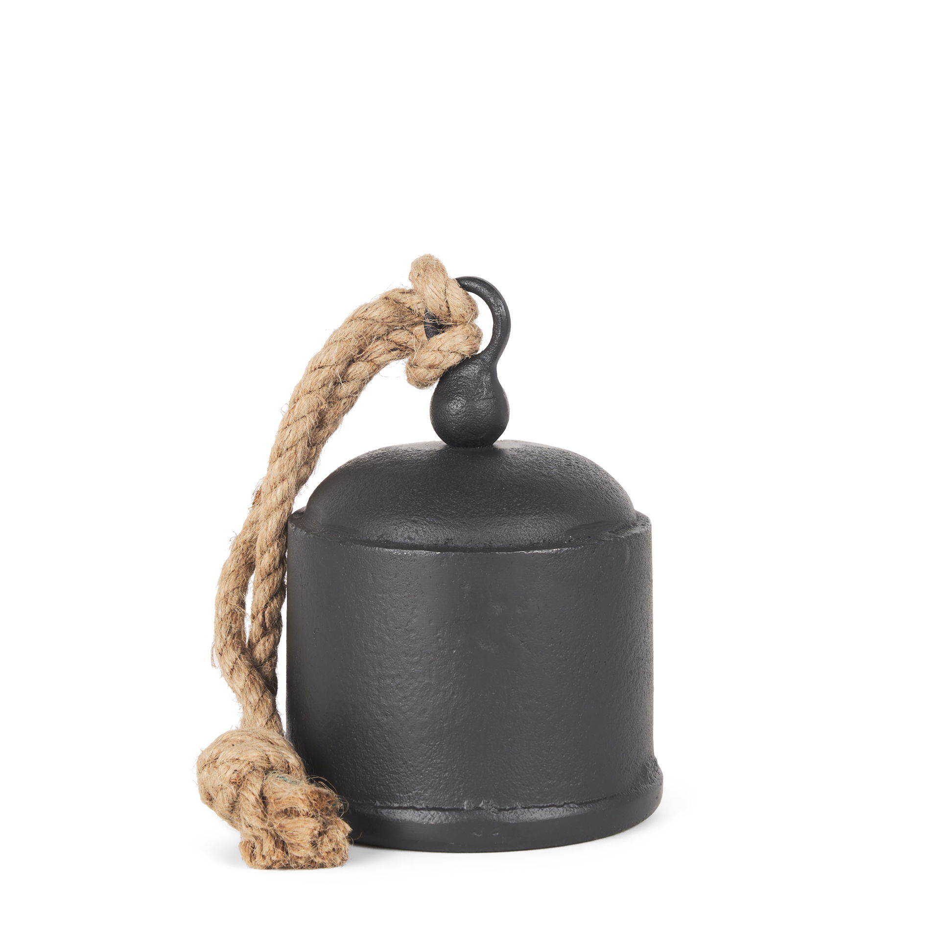 Quincy Medium Matte Black Metal Decorative Bell Object, Decorative Object by Mercana, 4.75" length x 4.75" width x 7" height View 1