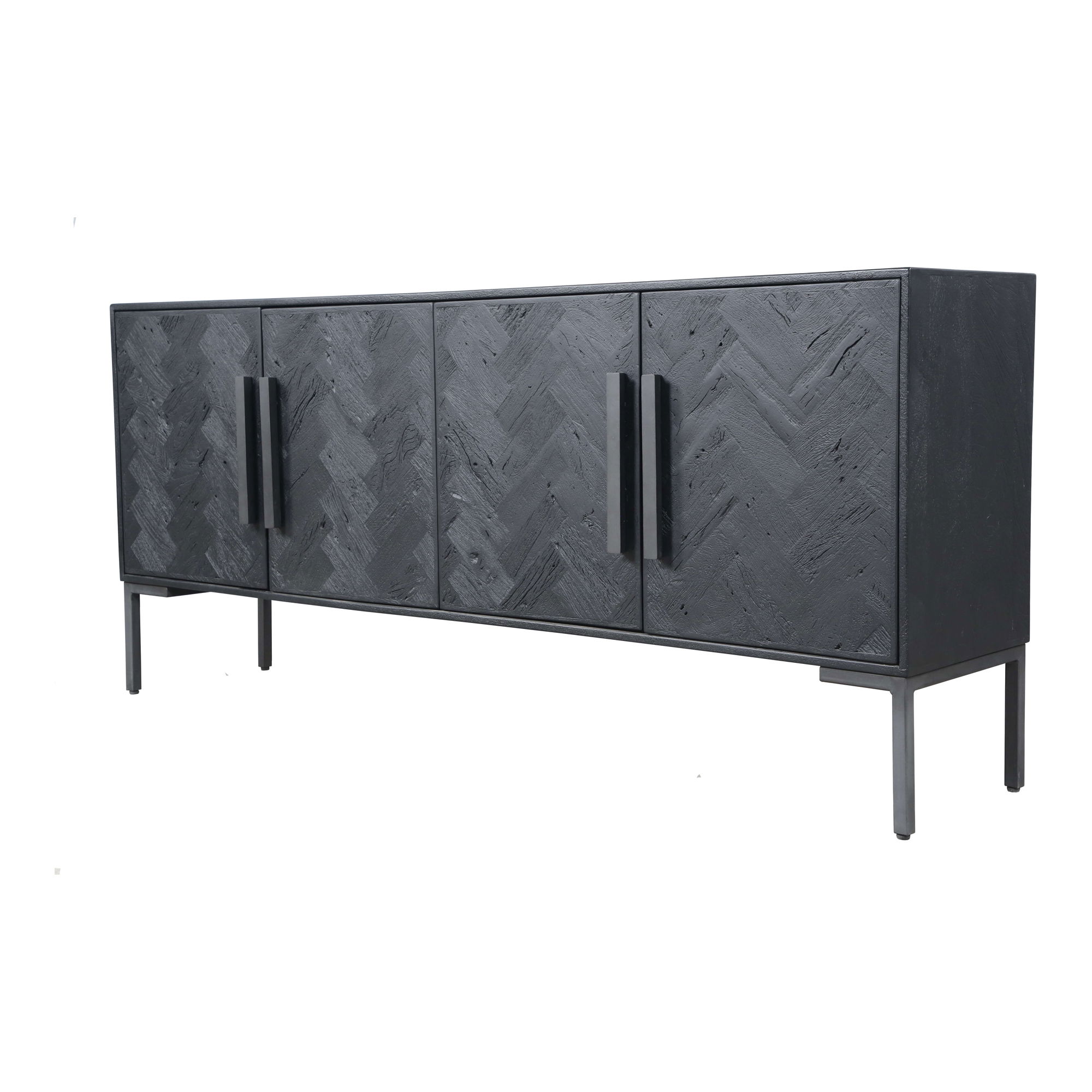 Fishbone Sideboard Black, Cabinets & Sideboard by Moe's Home, 77" width x 33.5" height x 16" depth View 2
