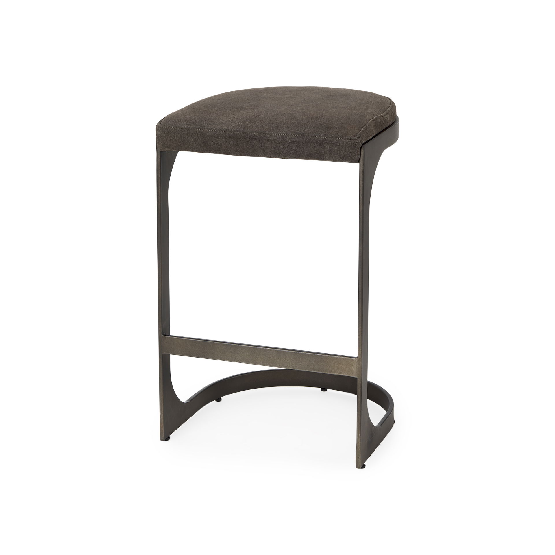 Tyson 17L x 18W x 28H Brown/Gray Suede with Metal Frame Counter Stool, Counter & Bar Stool by Mercana, 17.25" length x 17.5" width x 28" height View 1