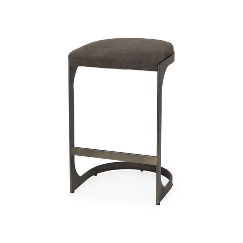 Tyson 17L x 18W x 28H Brown/Gray Suede with Metal Frame Counter Stool