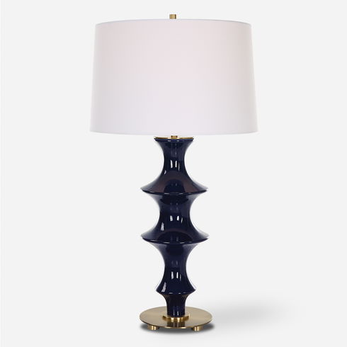 Coil Sculpted Blue Table Lamp