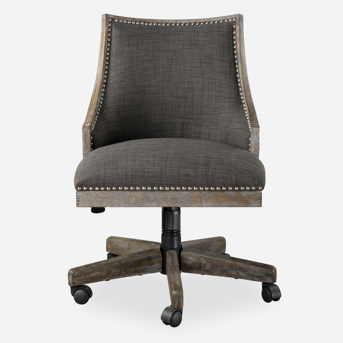 Aidrian Charcoal Desk Chair, Accent Chair by Uttermost, 22.5" width x 39" height x 25" depth View 1