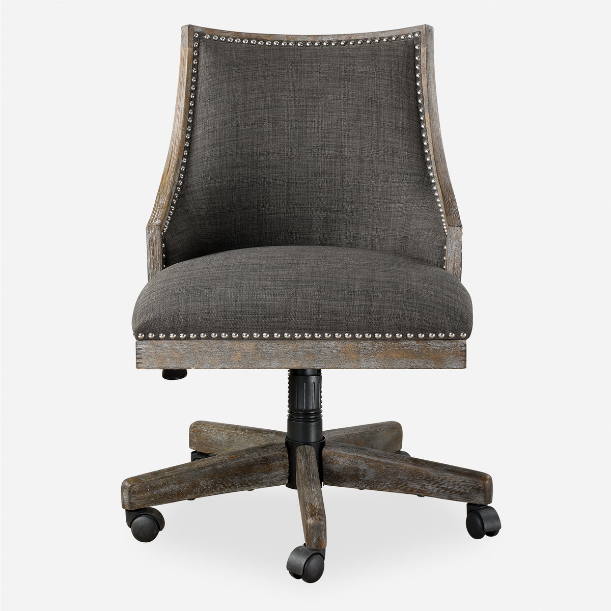 Aidrian Charcoal Desk Chair, Accent Chair by Uttermost, 22.5" width x 39" height x 25" depth View 1