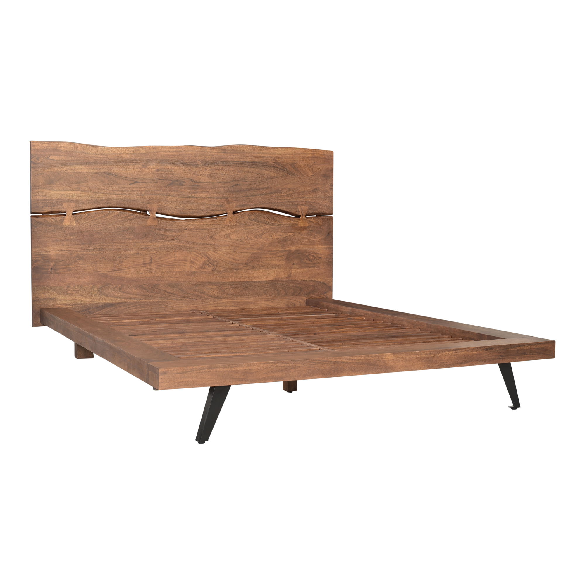 Madagascar Platform Bed Queen Brown, by Moe's Home, 75.25" width x 47" height x 91" depth View 3