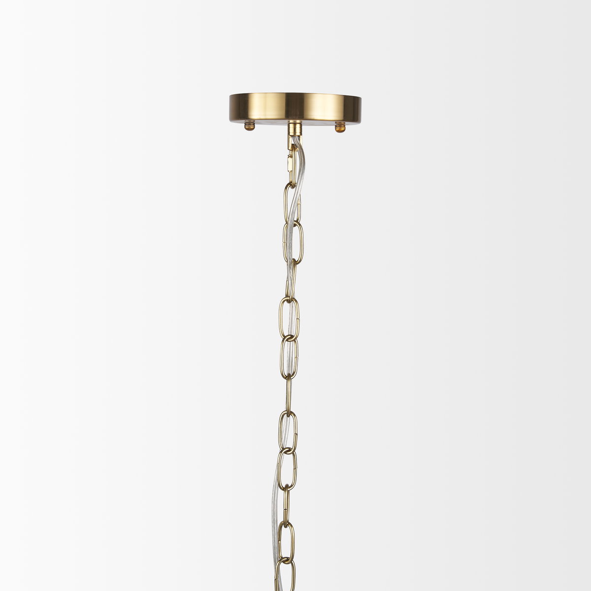 Britton Gold Metal with Clear Glass Globe 1-Light Pendant Light, by Mercana, 5.91" length x 5.91" width x 13.78" height View 4