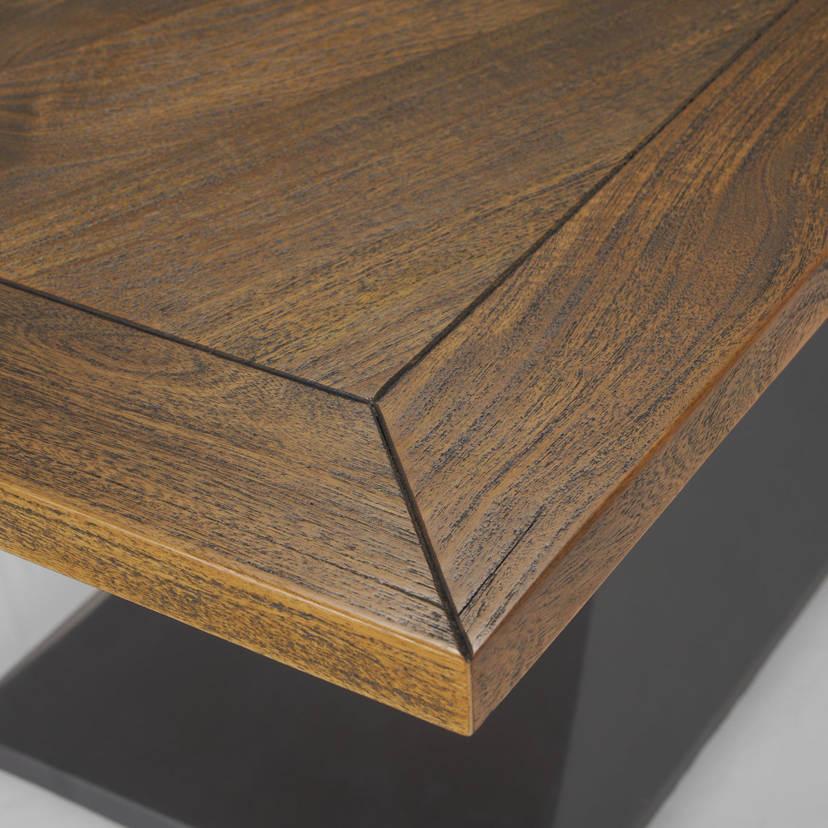 Maxton 79'L x 39'W Rectangular Pedestal Dining Table | Brown Wood & Gunmetal Metal | Seats 6, by Mercana, 79" length x 39" width x 30" height View 9