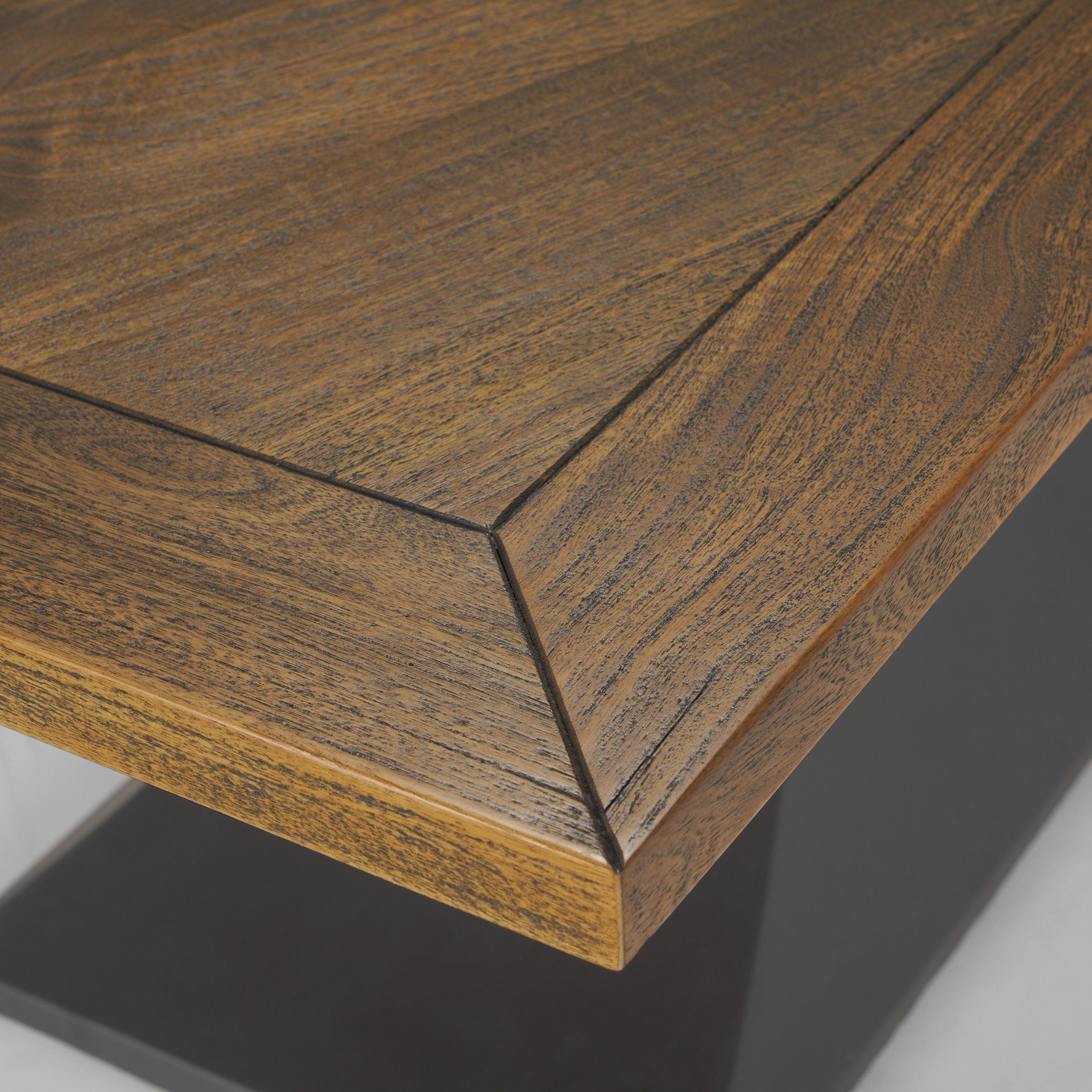 Maxton II 79x39 Rectangular Brown Solid Wood Top Dark Gunmetal Base Dining Table, by Mercana, 79" length x 39" width x 30" height View 9