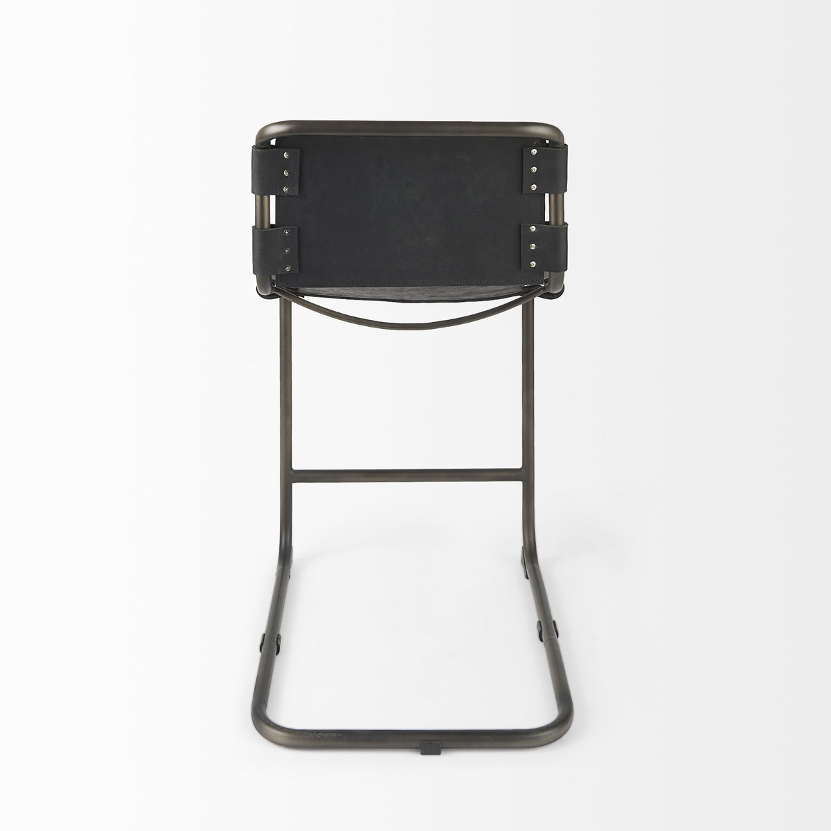 Berbick Backless 38in Seat Counter Stool | Black Leather with Gray Metal, Counter & Bar Stool by Mercana, 20.5" length x 24.8" width x 39" height View 5