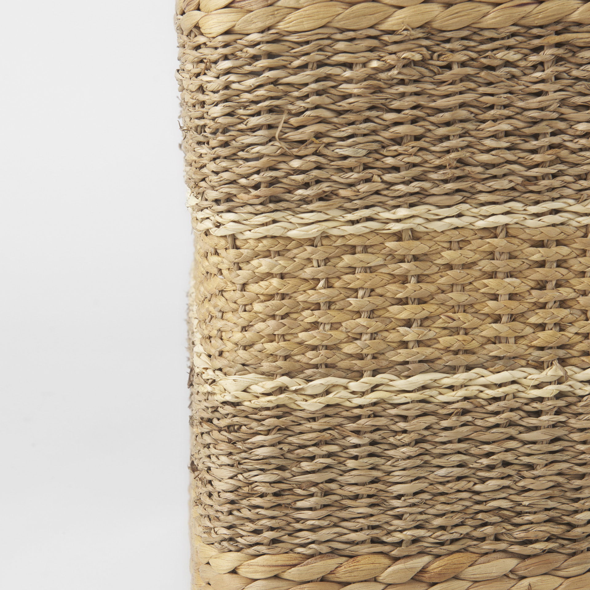 Maya  Light Brown with Medium Brown Stripes Seagrass Square Pouf, Ottoman by Mercana, 17.72" length x 17.72" width x 17.72" height View 8