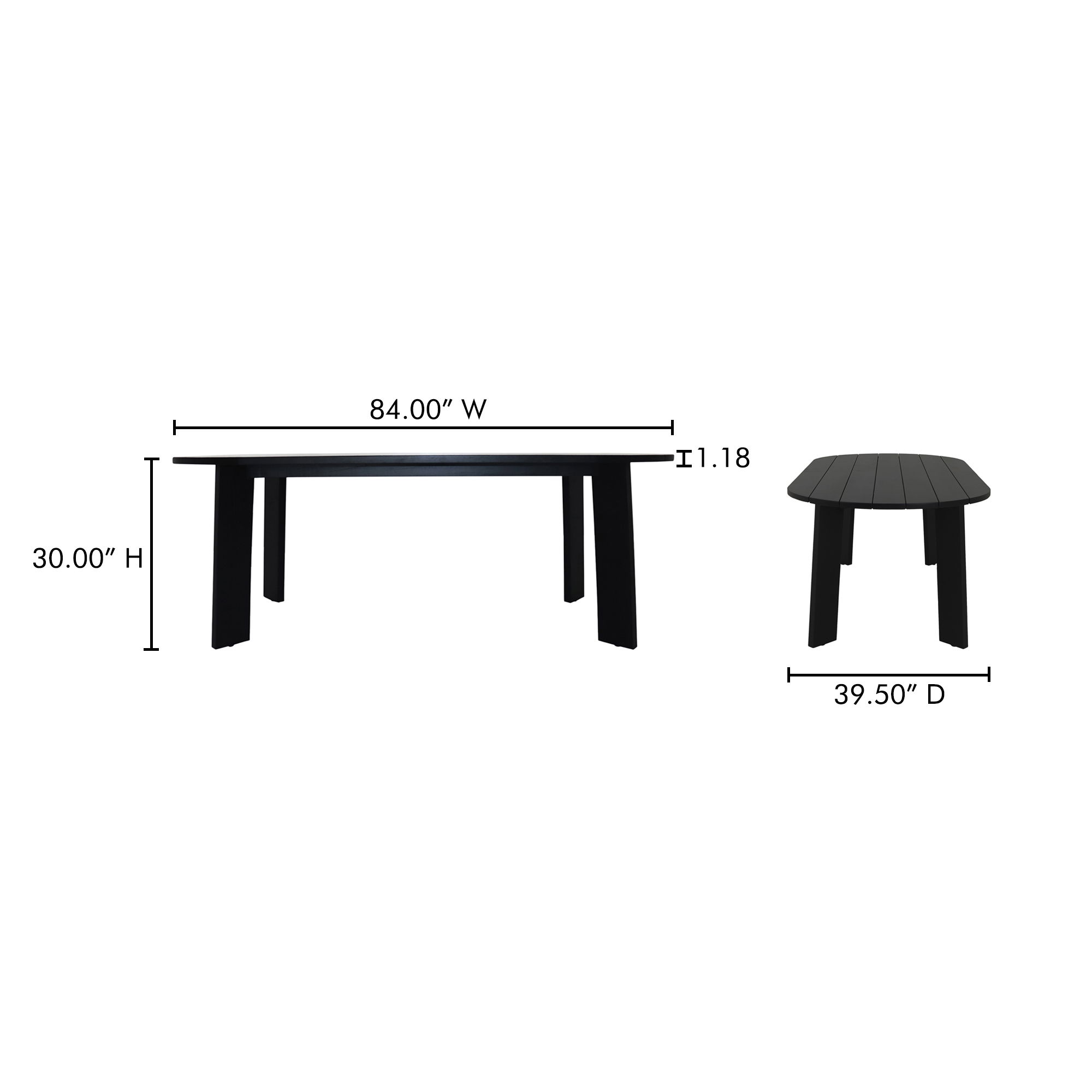 Delta Oval Outdoor Dining Table Black, Outdoor Table by Moe's Home, 7' width x 2'6" height x 3'3.5" depth View 8