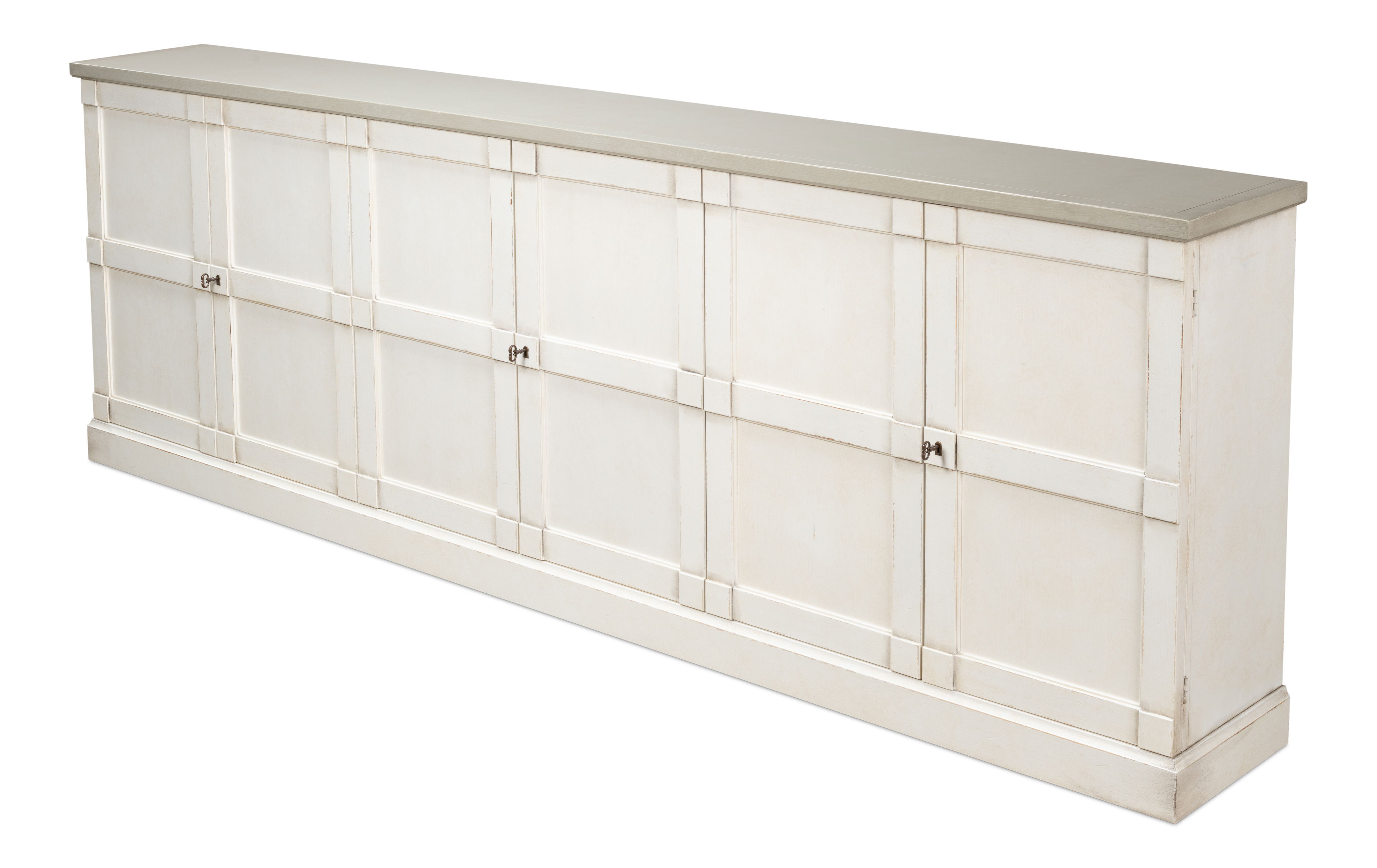 Luciana 6 Wood Dr Buffet,112',Wh/Wh,G.Qz, Cabinets & Sideboard by Sarreid, 112" length x 15" width x 38" height View 10