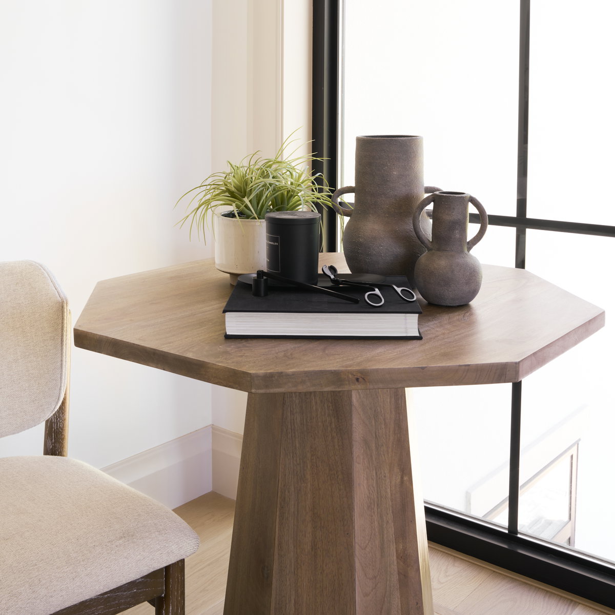 Armani 6.7H Brown-Gray Double Ear Vase, by Mercana, 4.92" length x 4.13" width x 6.69" height View 2