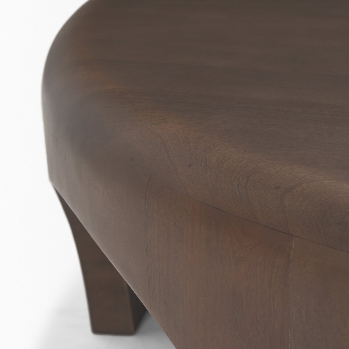 Shima Round Dark Brown Wood with Arched Legs Coffee Table, by Mercana, 45" length x 45" width x 16" height View 9