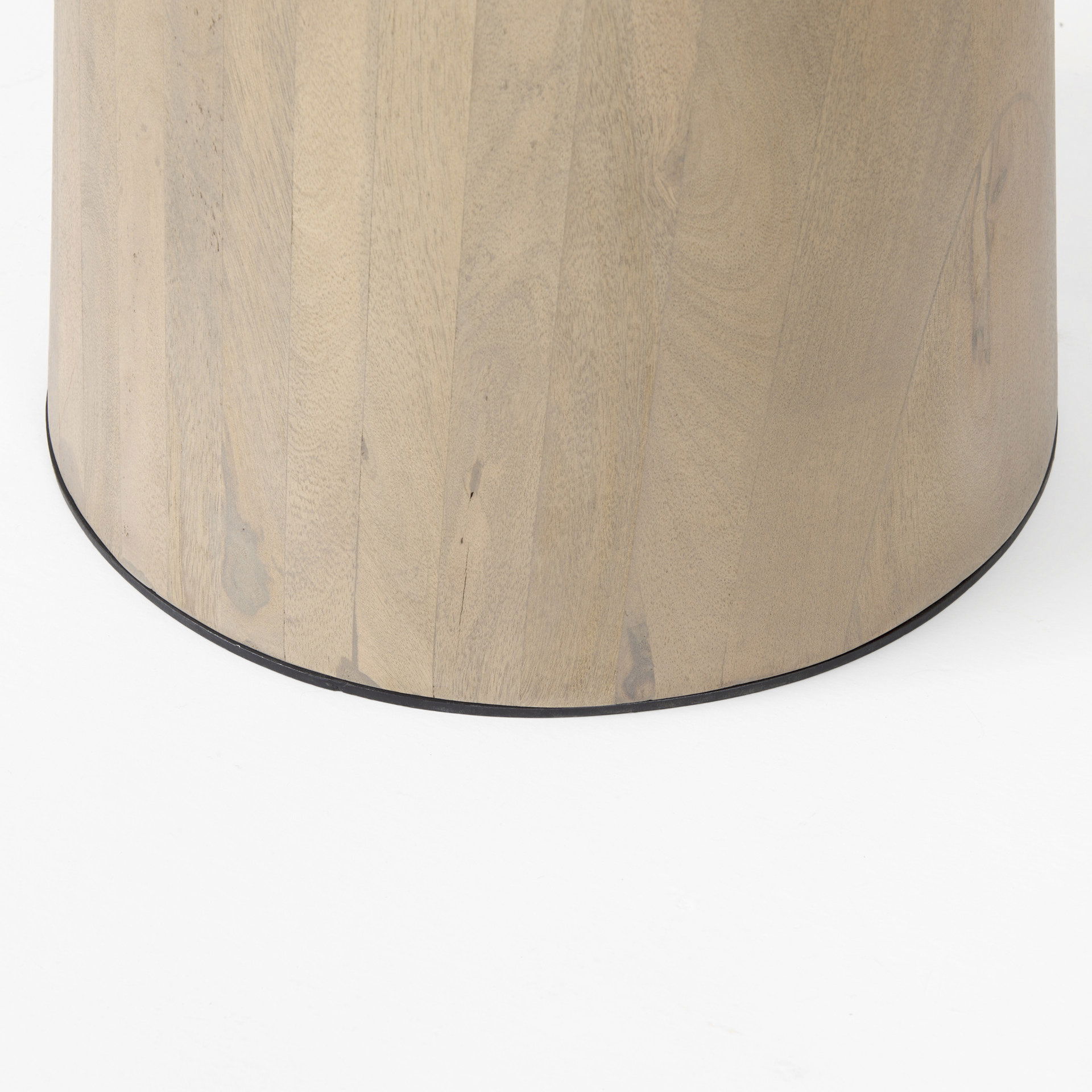 Maxwell 48L x 48W x 30H White Marble Round Top with Black Metal and Wood Pedestal Base Dining Table large image 